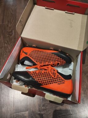 PUMA Kids Future Orange & Black Soccer Cleats